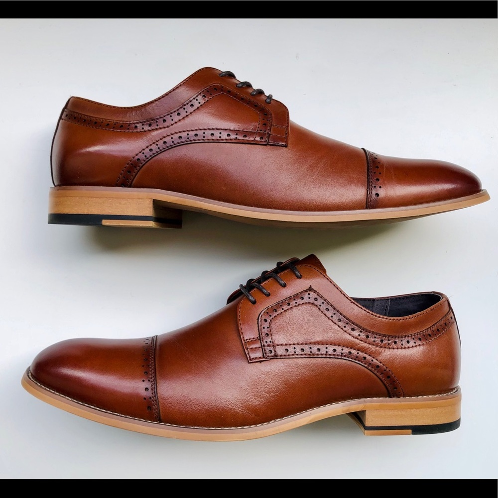 Stacy Adams Dickinson Tan Cap-Toe Oxfords